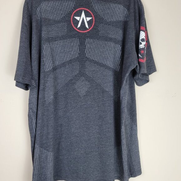 Affliction T-Shirt Mens 2XL Grunge Gray Y2K Skull Short Sleeve - Picture 6 of 7